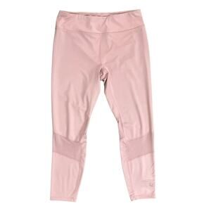 Reebok Women's Pink Logo Activewear Yoga Mesh Insert Leggings Pants Pocket SZ L
